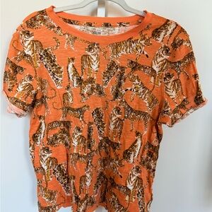 Orange Tiger Print Women Top